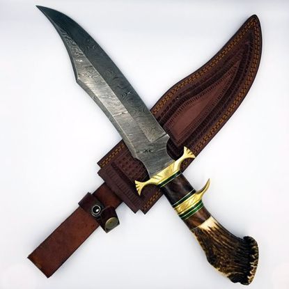 Damascus Bowie Knife w/sheath