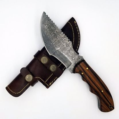 Damascus Tracker Knife w/leather sheath